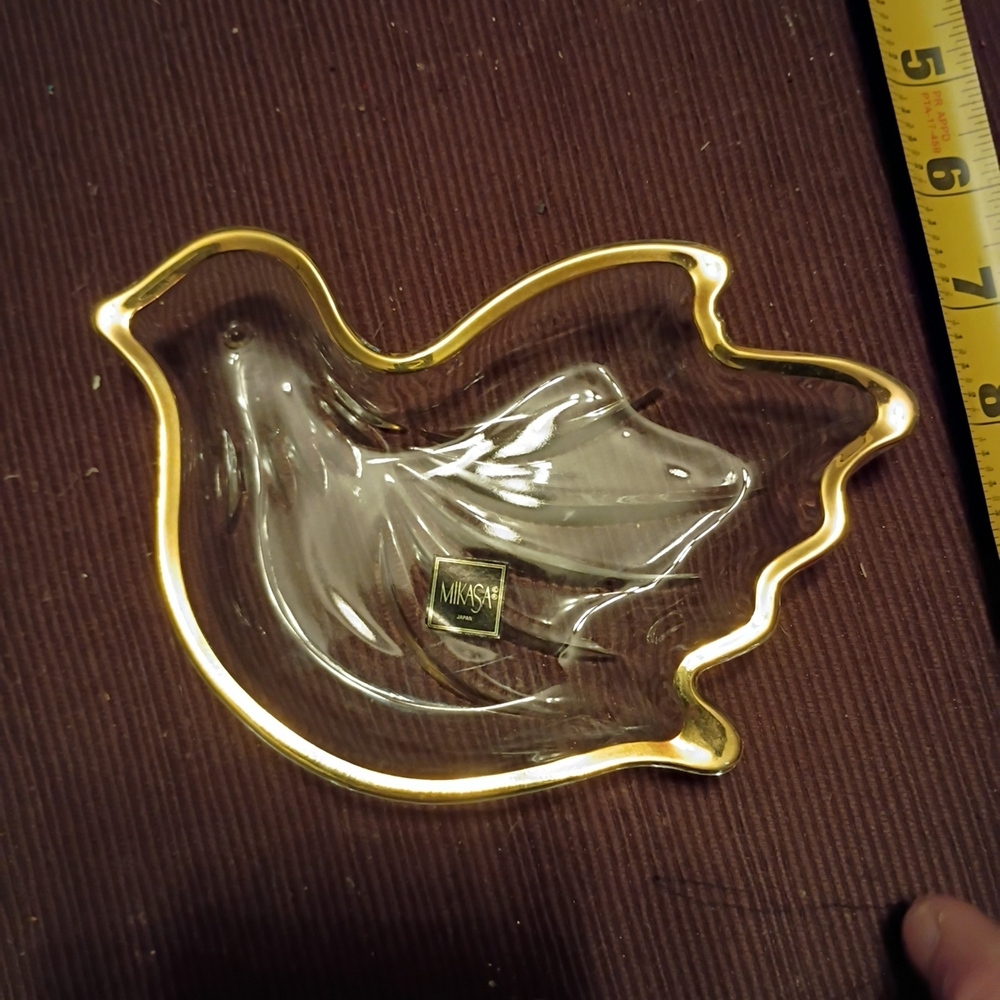 Mikasa Gold and Clear Glass Dove Dish